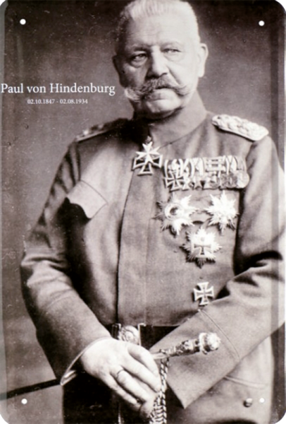 Blechschild "Paul von Hindenburg in Uniform"