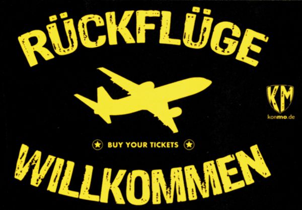 Aufkleber „Rückflüge willkommen“