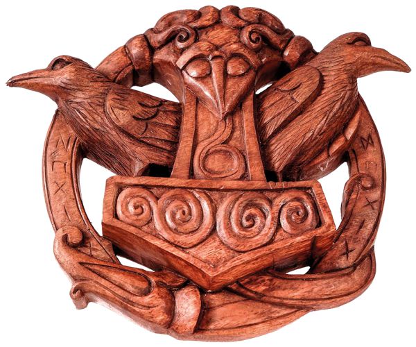 Wandrelief "Thorhammer mit Raben"