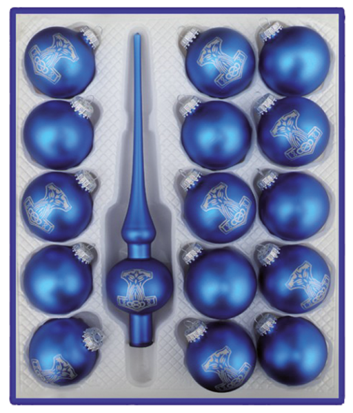 Weihnachtsbaumkugeln „Thorhammer“ mit Spitze