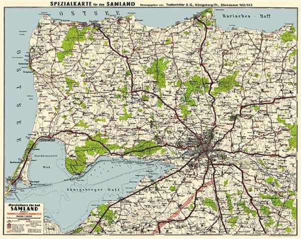 Spezialkarte für das Samland 1938