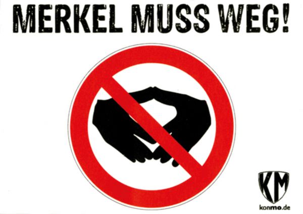 Aufkleber „Merkel muß weg, Raute“